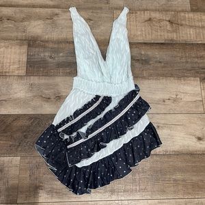 CHIO di Stefania D blue polka dot mini dress